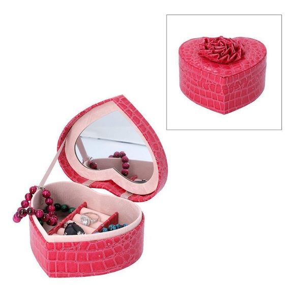 Heart Shaped Jewelry Box with 3D Rose Top - Picture 1 of 6